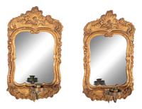 A Pair of Dutch Classical Carved and Gilt Wood One-Light Wall Sconces