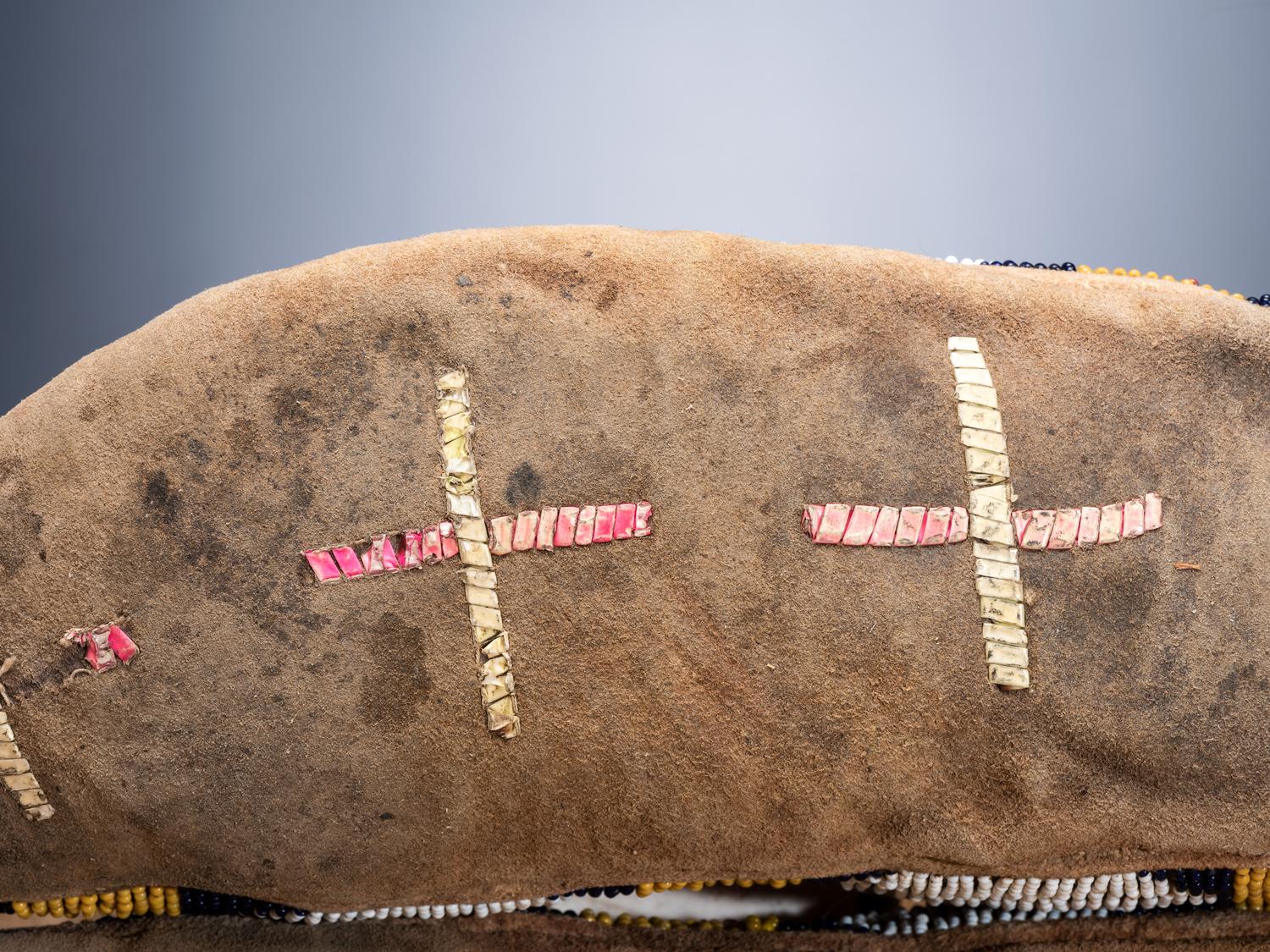 Sioux Beaded and Quilled Moccasins, with Horse Track Design