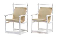 A Pair of Italian Arm Chairs Height 34 x width 21 1/2 x depth 20 inches. — CIRCA 1960