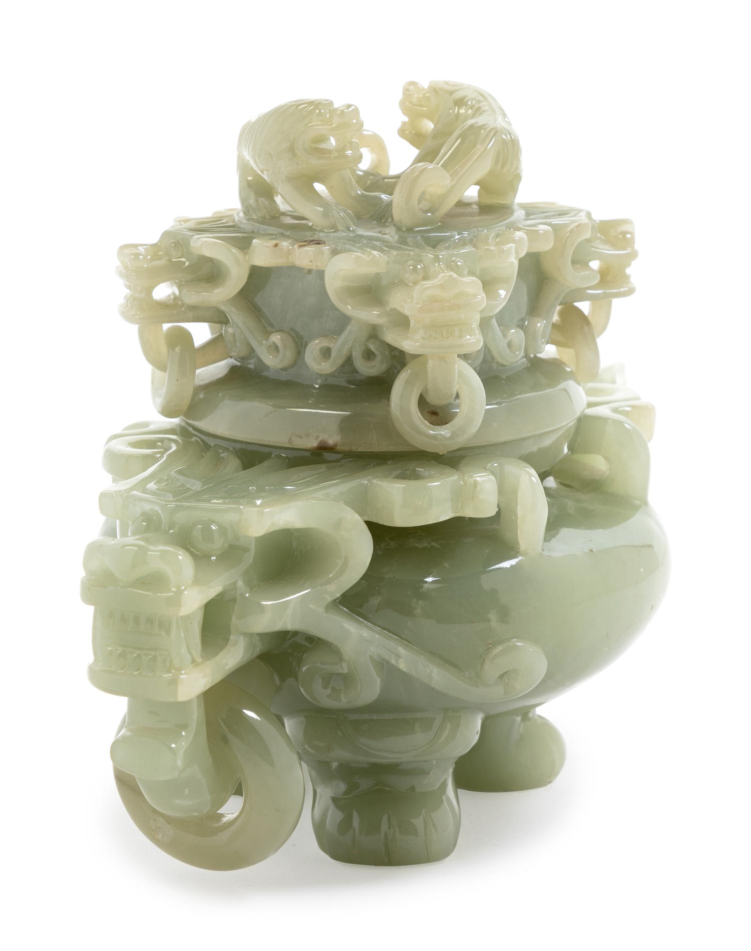 A Chinese Carved Hardstone Censer