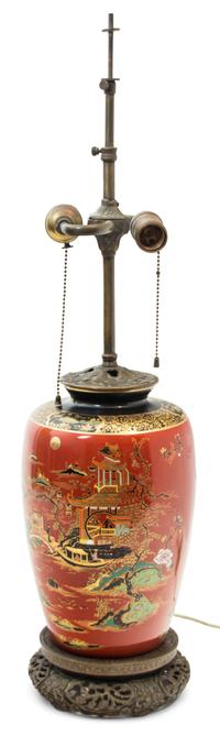 A Chinese Porcelain Table Lamp Height overall 27 1/2 inches. — 20TH CENTURY