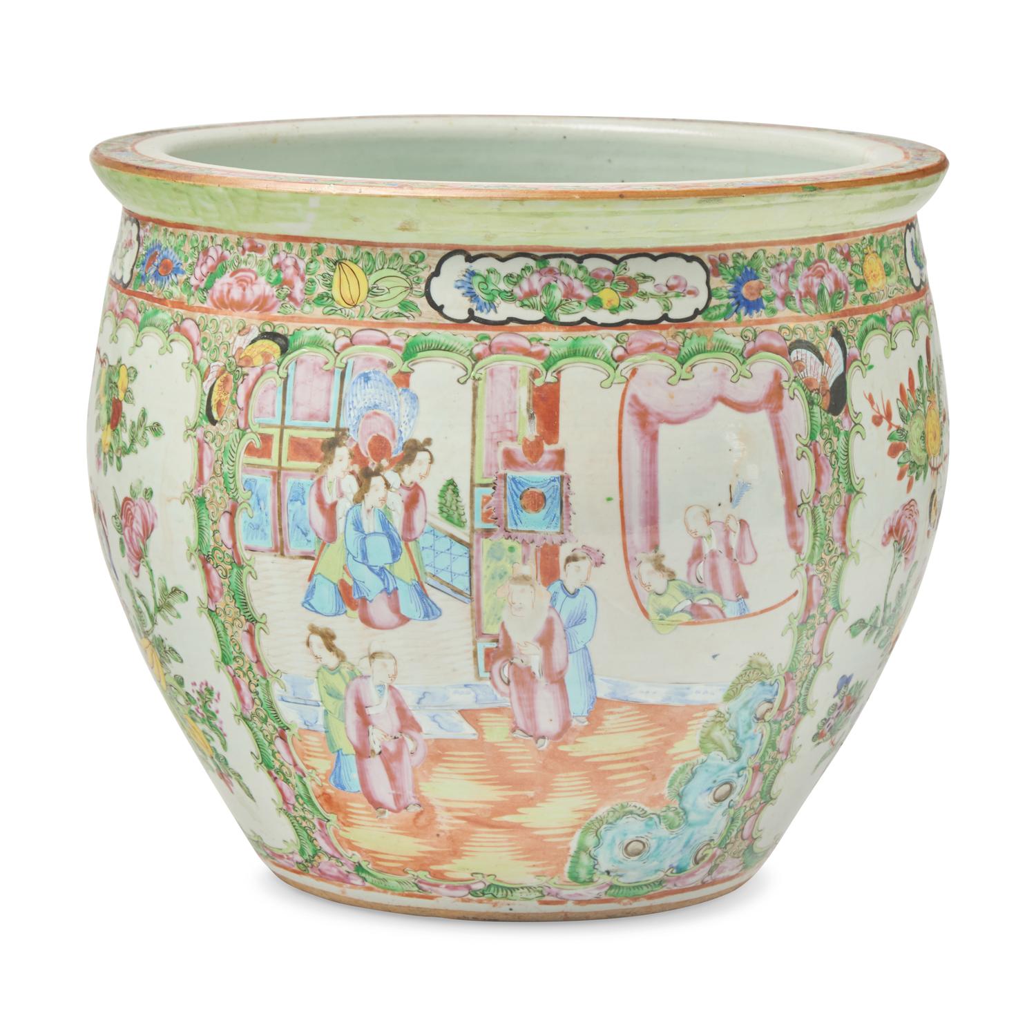 A Chinese Export Porcelain Rose Medallion Jardiniere
