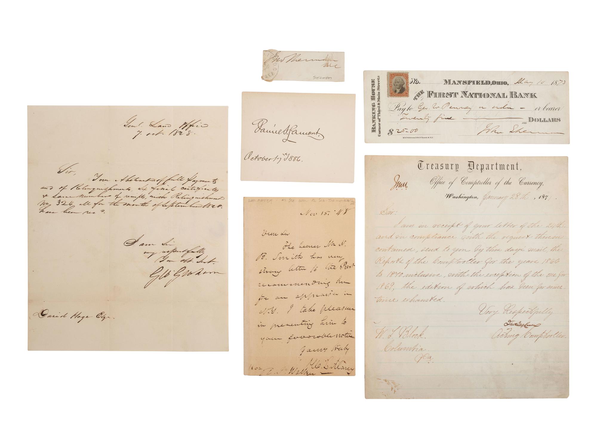 [AUTOGRAPHS]. Signatures of 19th-century American military and political figures.