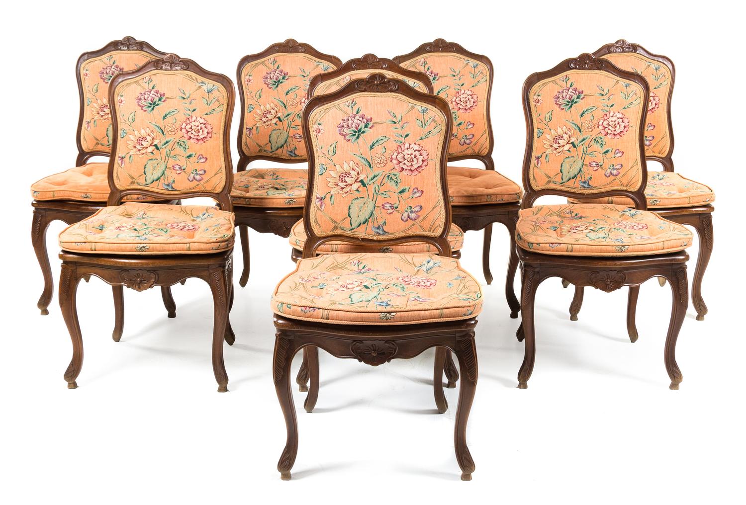 A Group of Eight Louis XV Style Dining Chairs Height 38 inches. — 20TH CENTURY