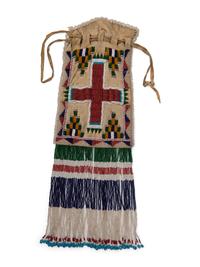 Apache Beaded Hide Drawstring Bag