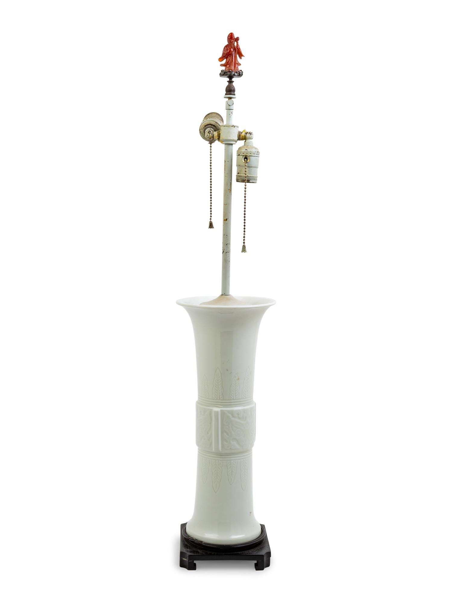A Blanc de Chine Porcelain Vase Mounted as a Lamp