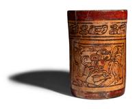 A Maya Polychrome Cylinder Vessel