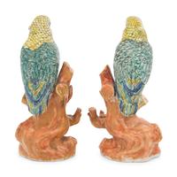 A Pair of Chinese Export Porcelain Birds