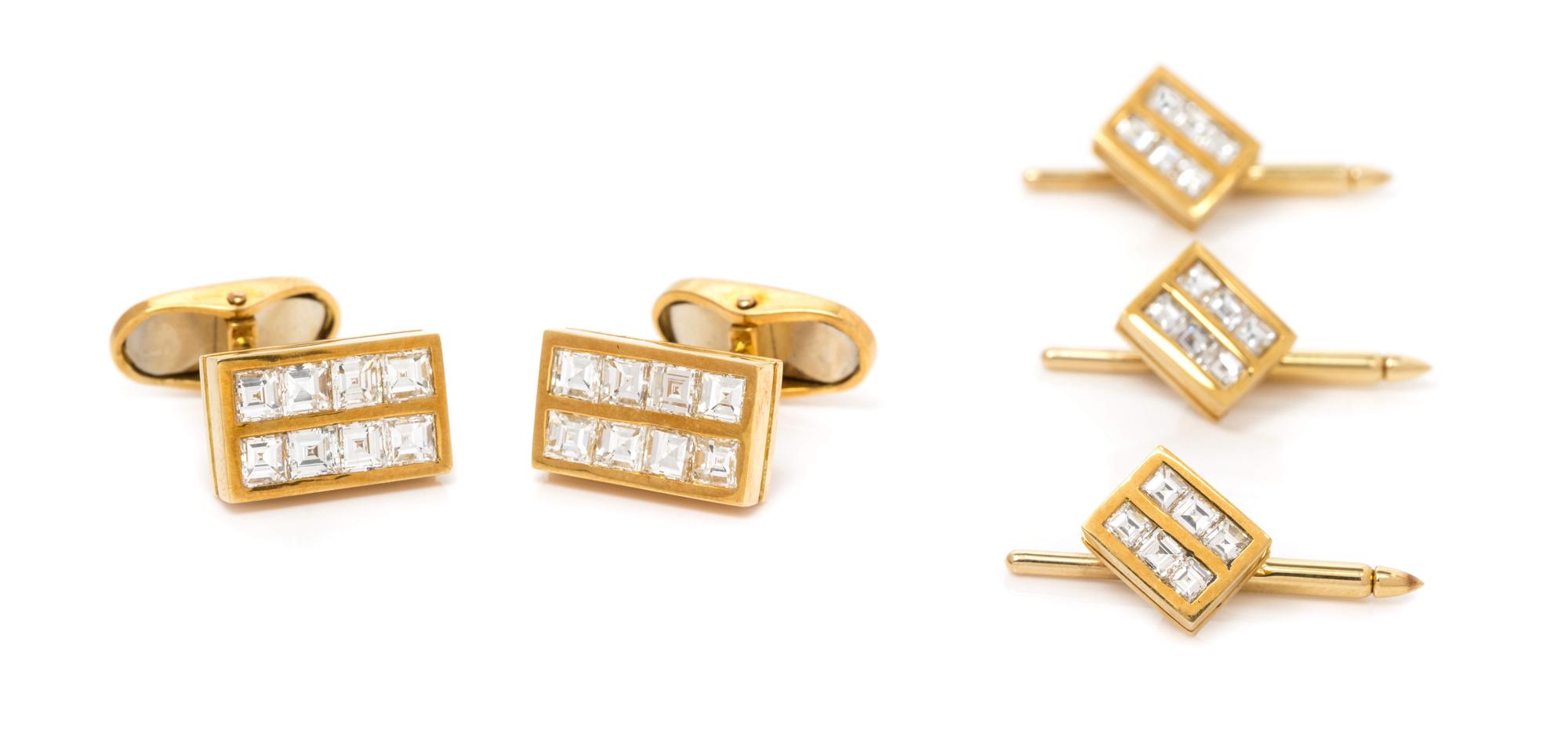 An 18 Karat Yellow Gold and Diamond Dress Set,