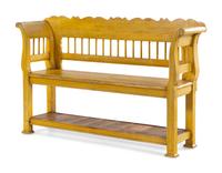 A Yellow-Painted Hall Bench