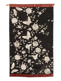 A Chinese Silk Embroidered Floral Panel