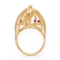Yellow Gold and Ruby Birdcage Ring