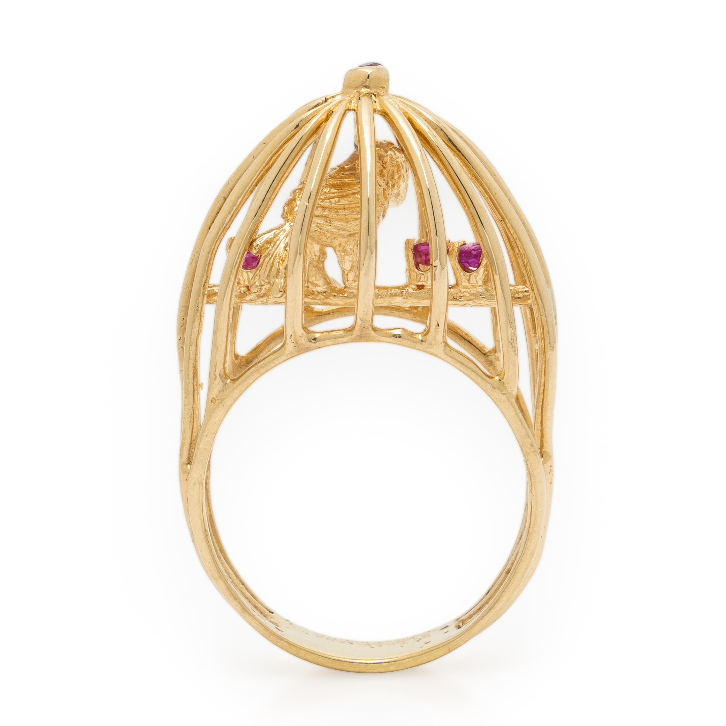 Yellow Gold and Ruby Birdcage Ring