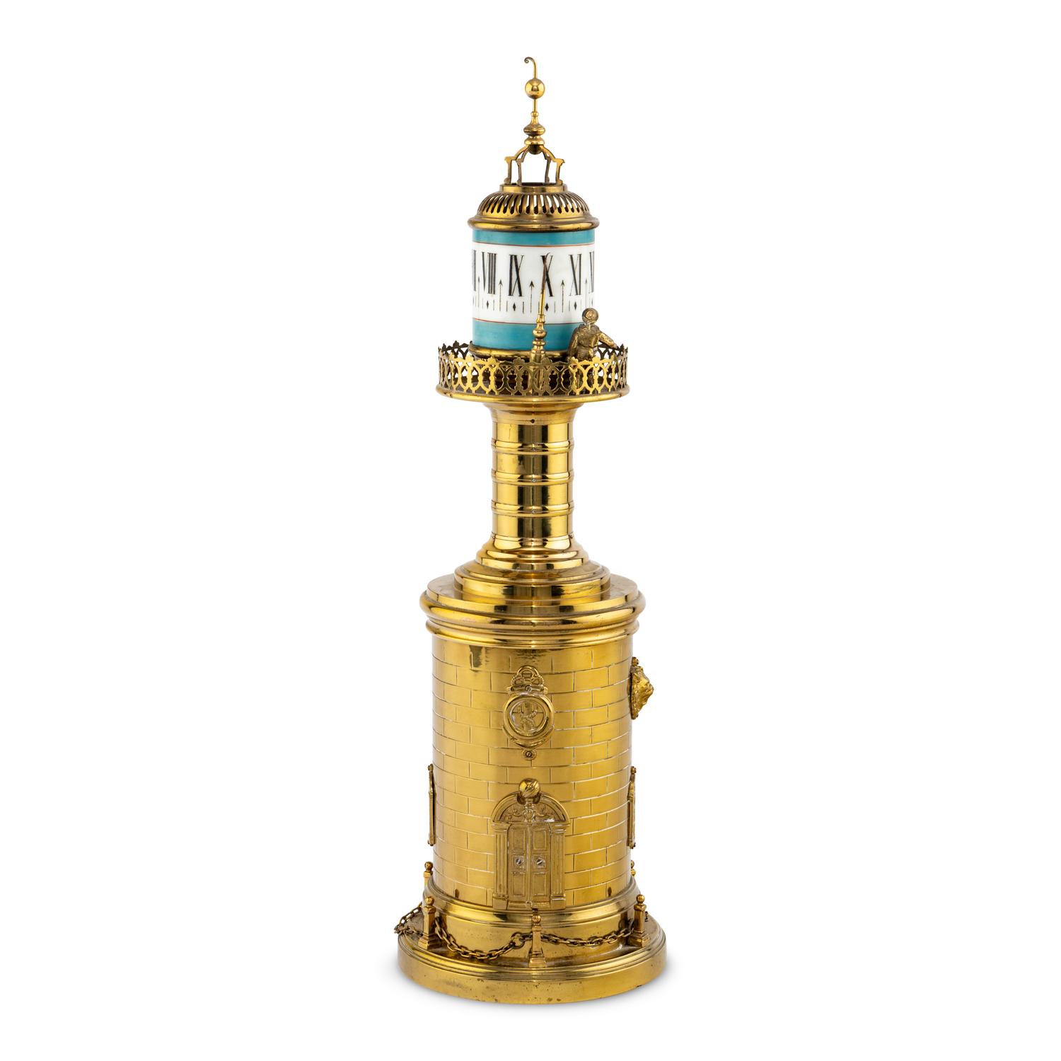 A French Brass and Glass Lighthouse-Form Annular Clock