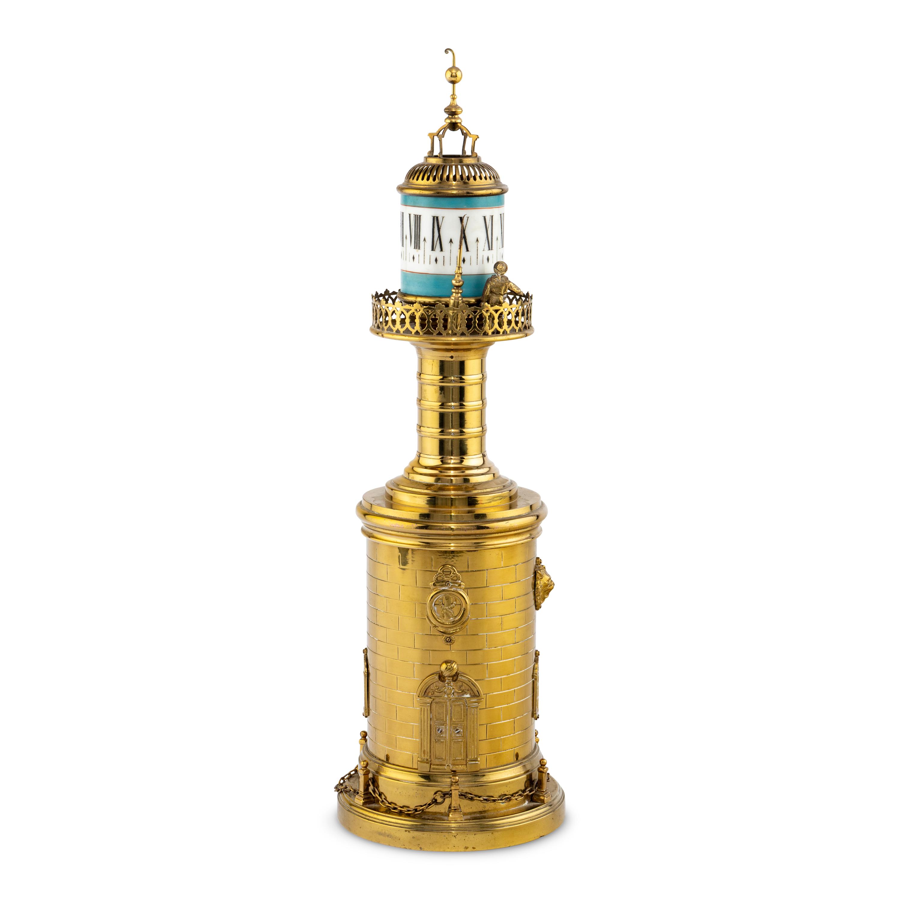 A French Brass and Glass Lighthouse-Form Annular Clock