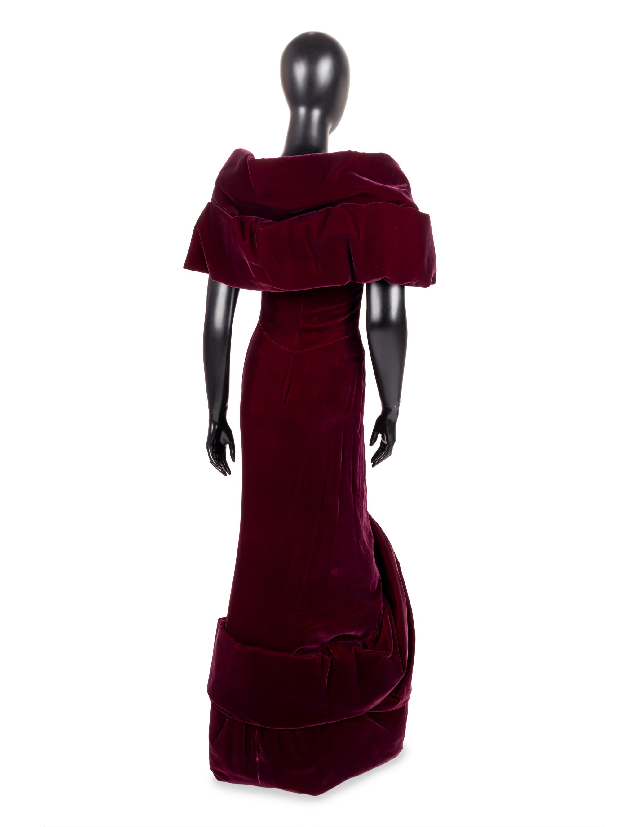 Scaasi Soft Sculpted Velvet Evening Dress, 1980s
