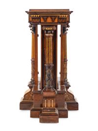 A Victorian Gilt Decorated and Part Ebonized Walnut Pedestal