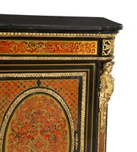 A Napoleon III Gilt Bronze Mounted Boulle Marquetry Marble-Top Console Cabinet
