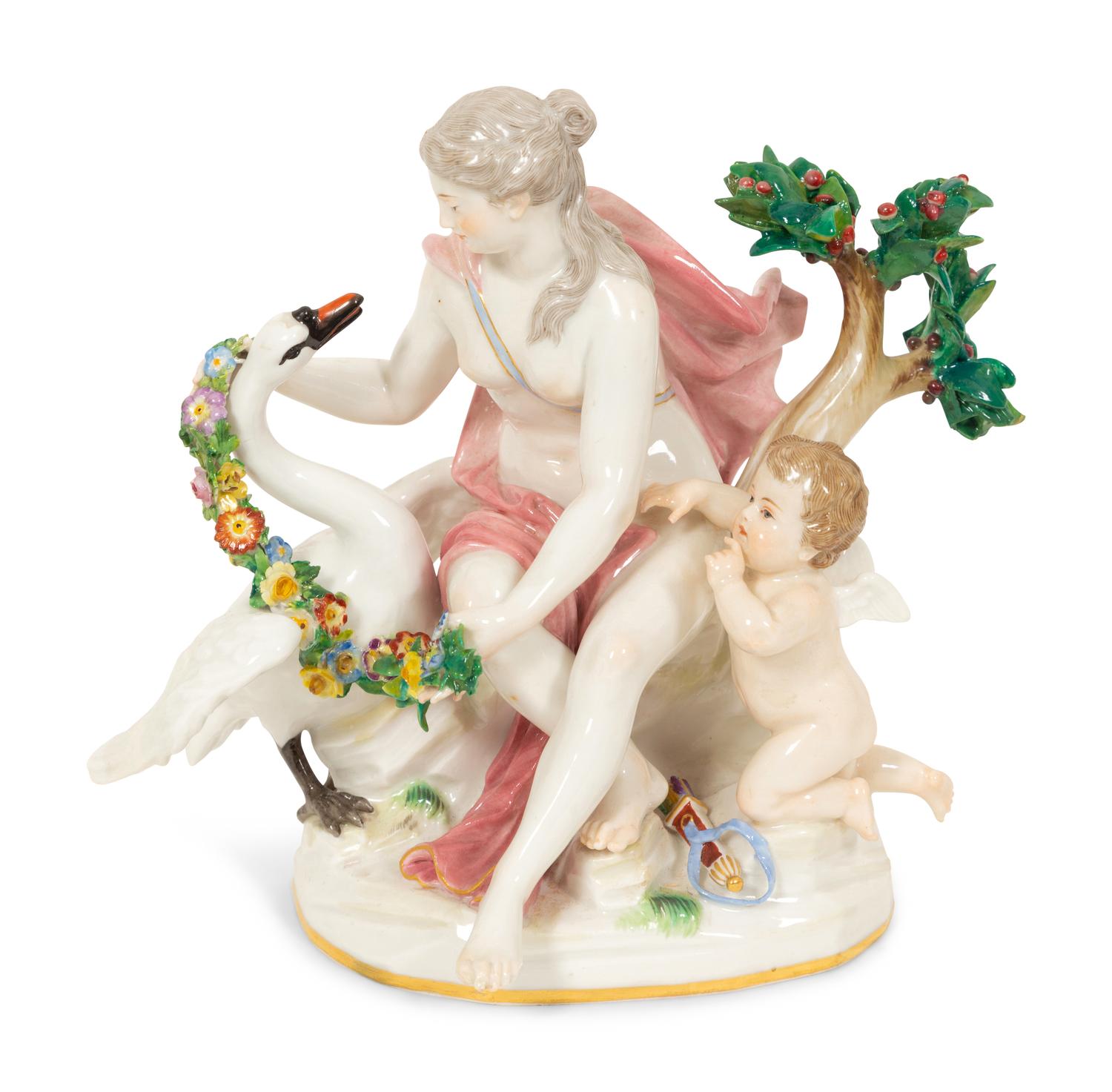 A Meissen Porcelain Figure of Leda and the Swan