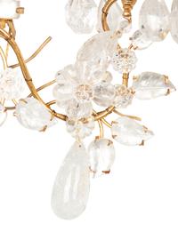 A Pair of Rock Crystal and Gilt Metal Two-Light Wall Sconces