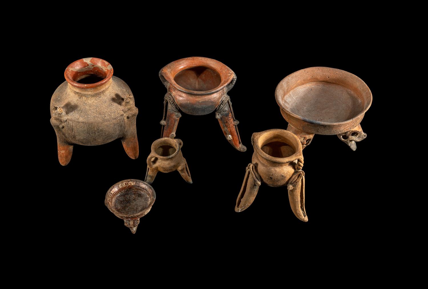 Six Huetar Tripod Vessels