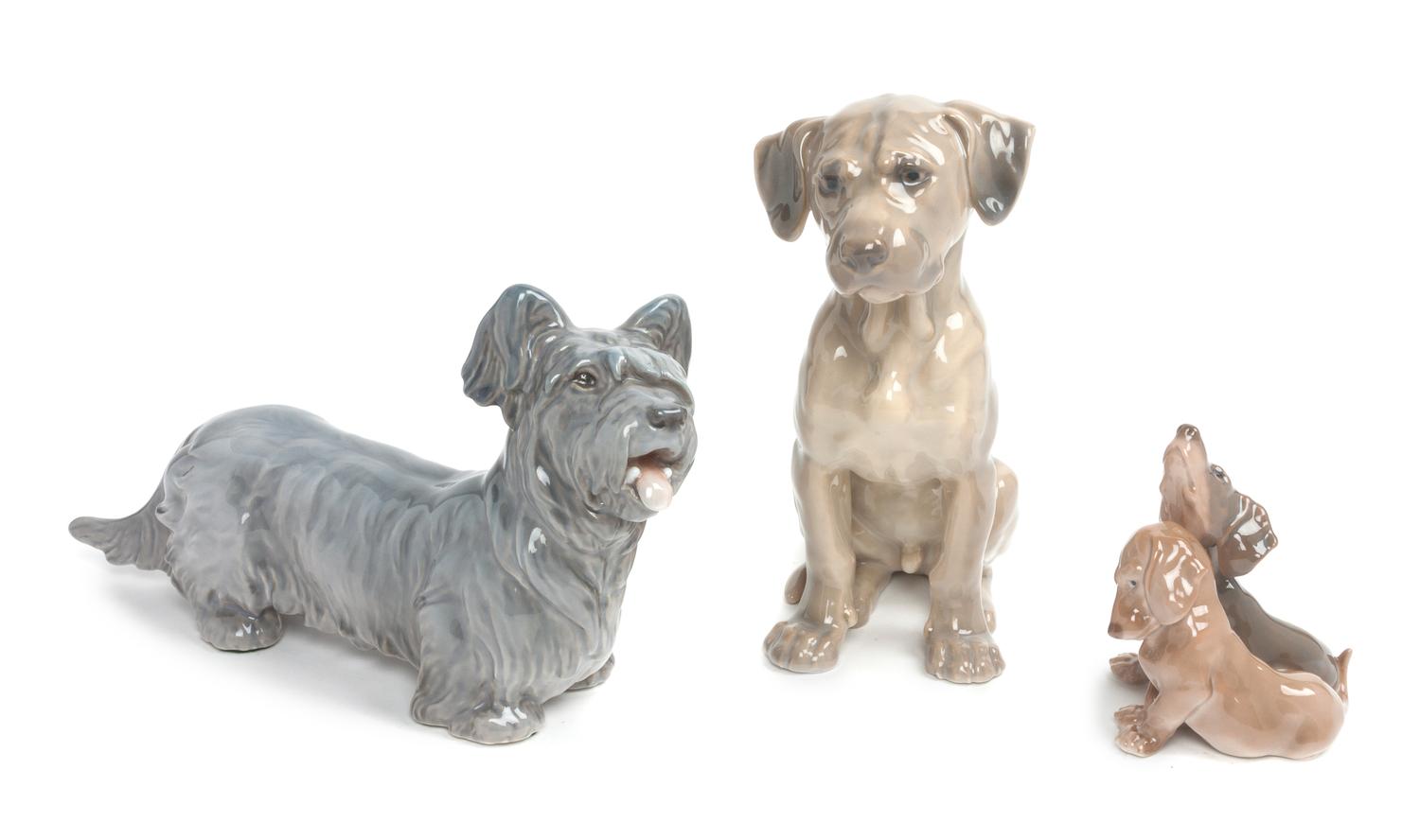 Three Bing & Grondahl Porcelain Figures Width of widest 9 3/4 inches. — 20TH CENTURY