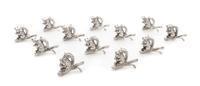 A Set of Twelve American Silver Zoomorphic Placecard Holders, Tiffany & Co., New York, 20th Century, each in the form of a squirrel wit