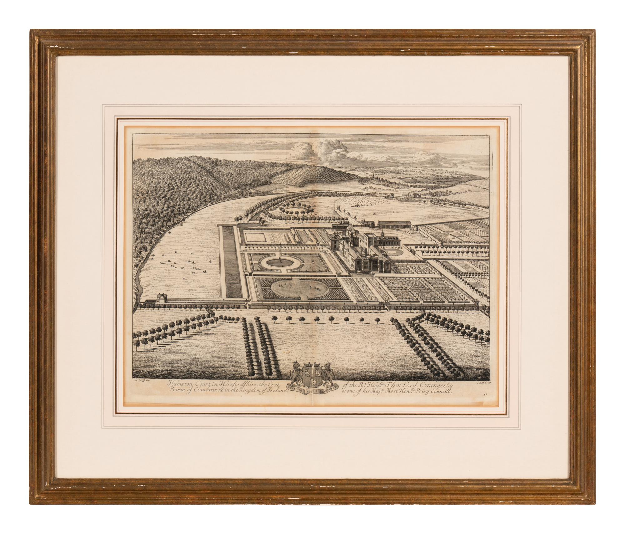 A Set of Ten Topographical Engravings in Giltwood Frames