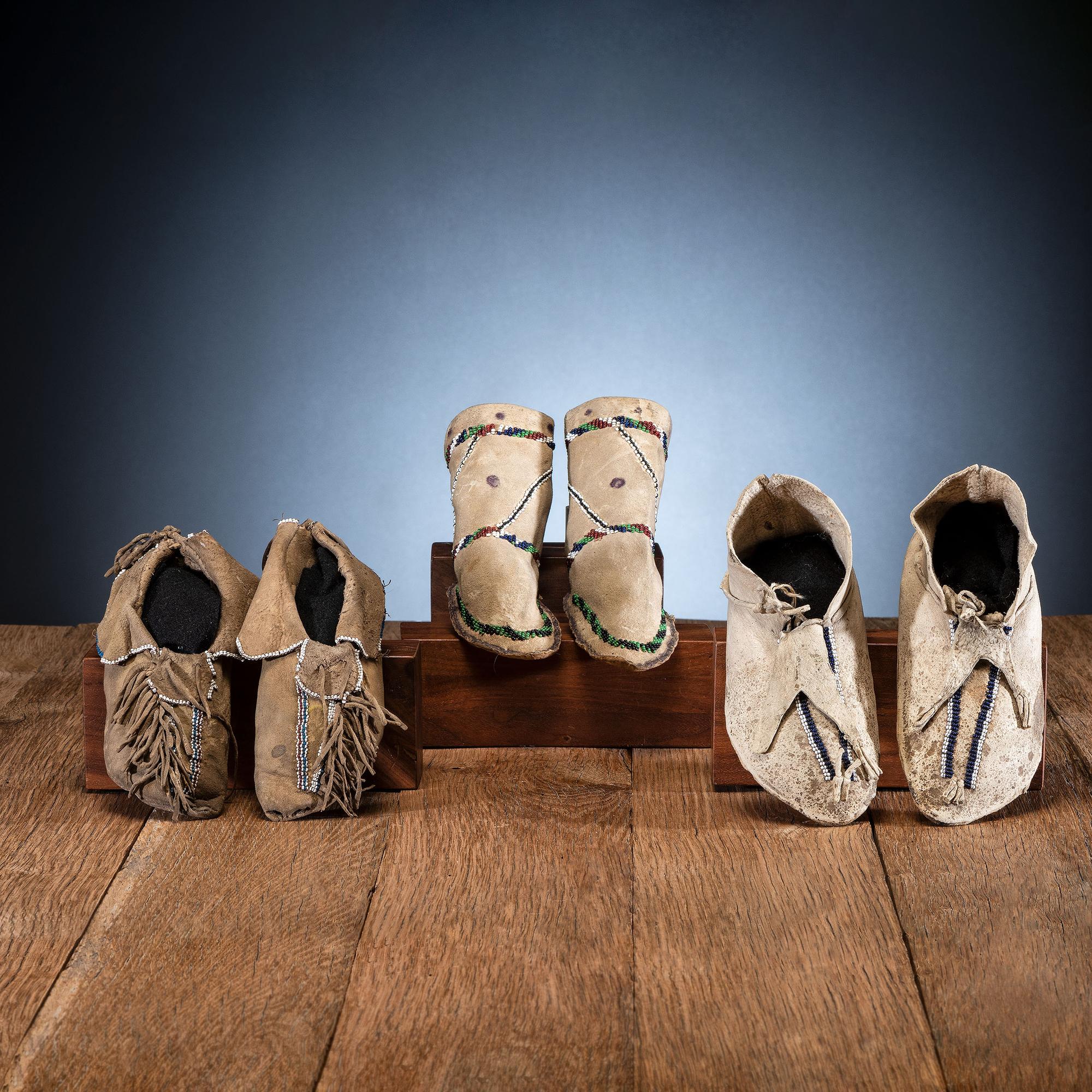 Southern Plains Child's Beaded Hide Moccasins