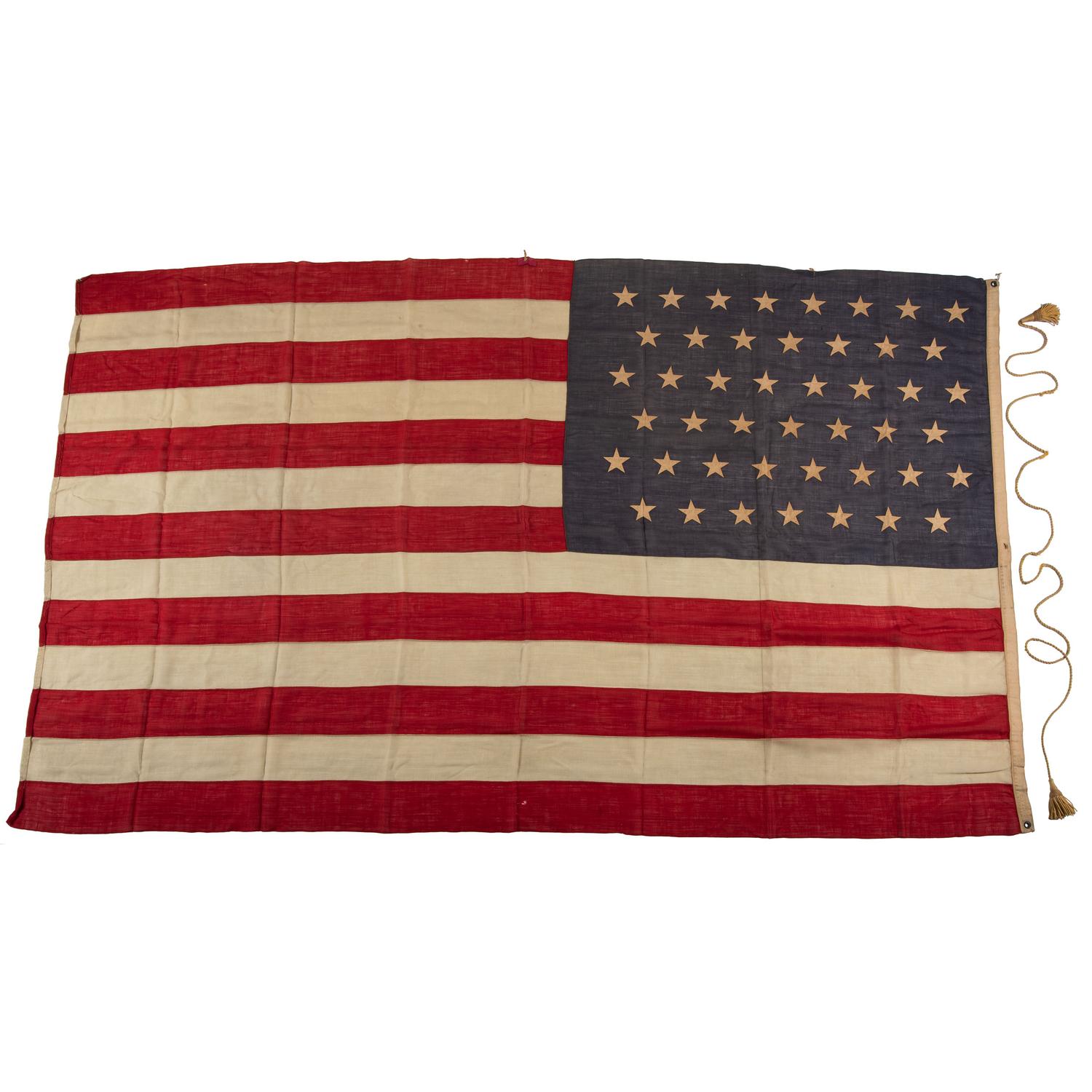 [FLAGS & PATRIOTIC TEXTILES]. Two 45-star flags. [Ca 1896-1908].