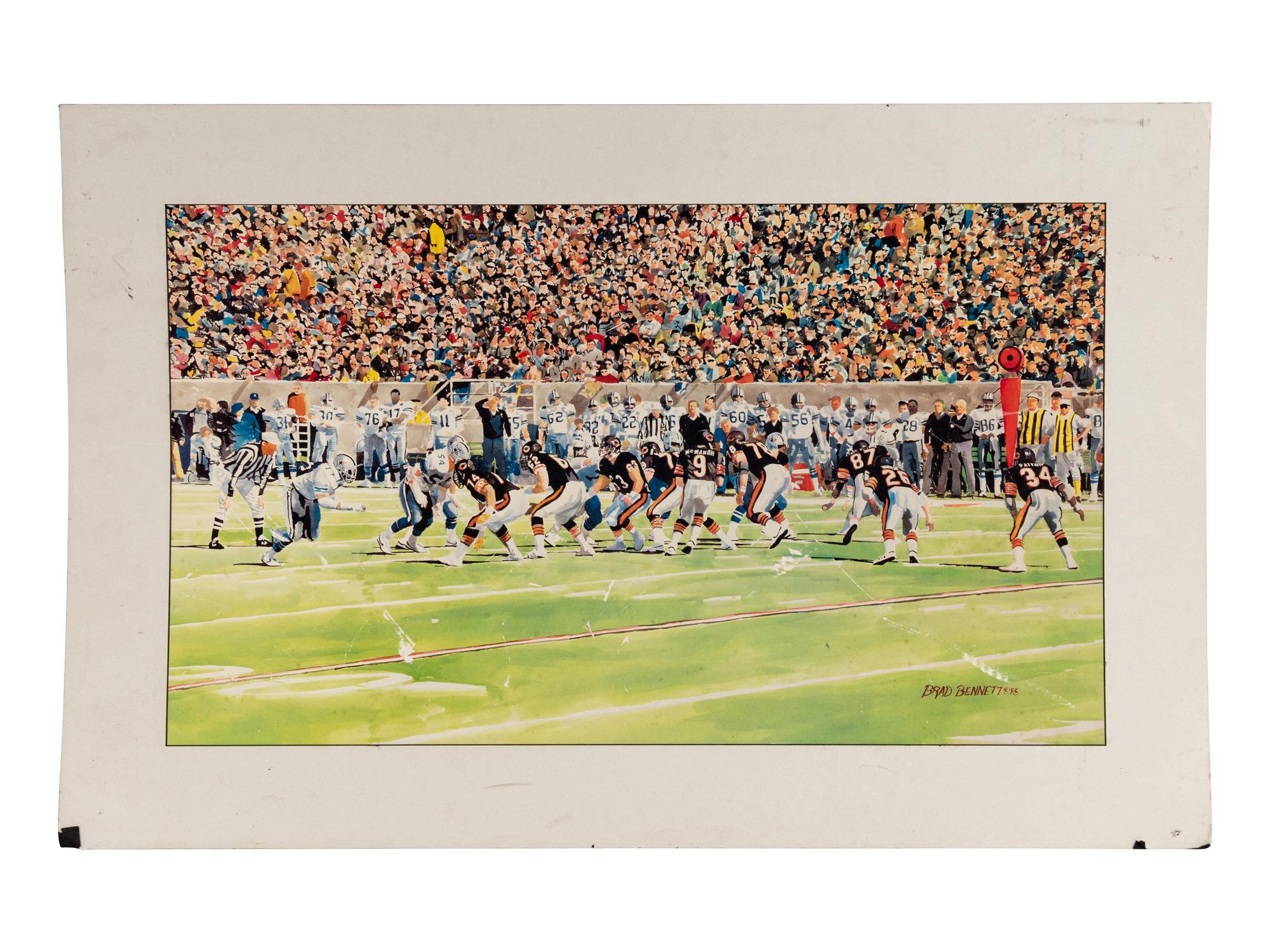A Group of Five Large Scale Football Artworks Formerly Displayed at Mike Ditka’s Restaurant