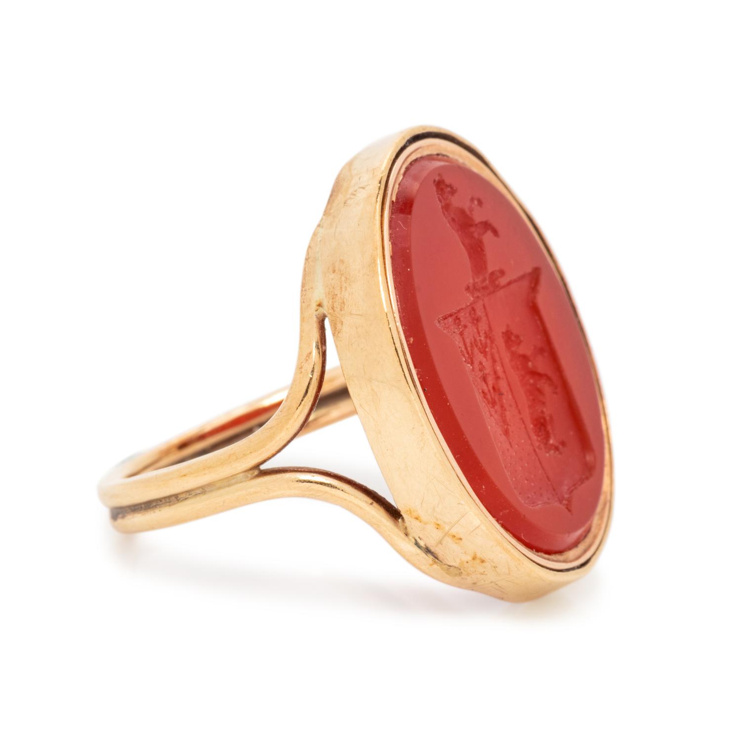 ROSE GOLD AND CARNELIAN INTAGLIO RING
