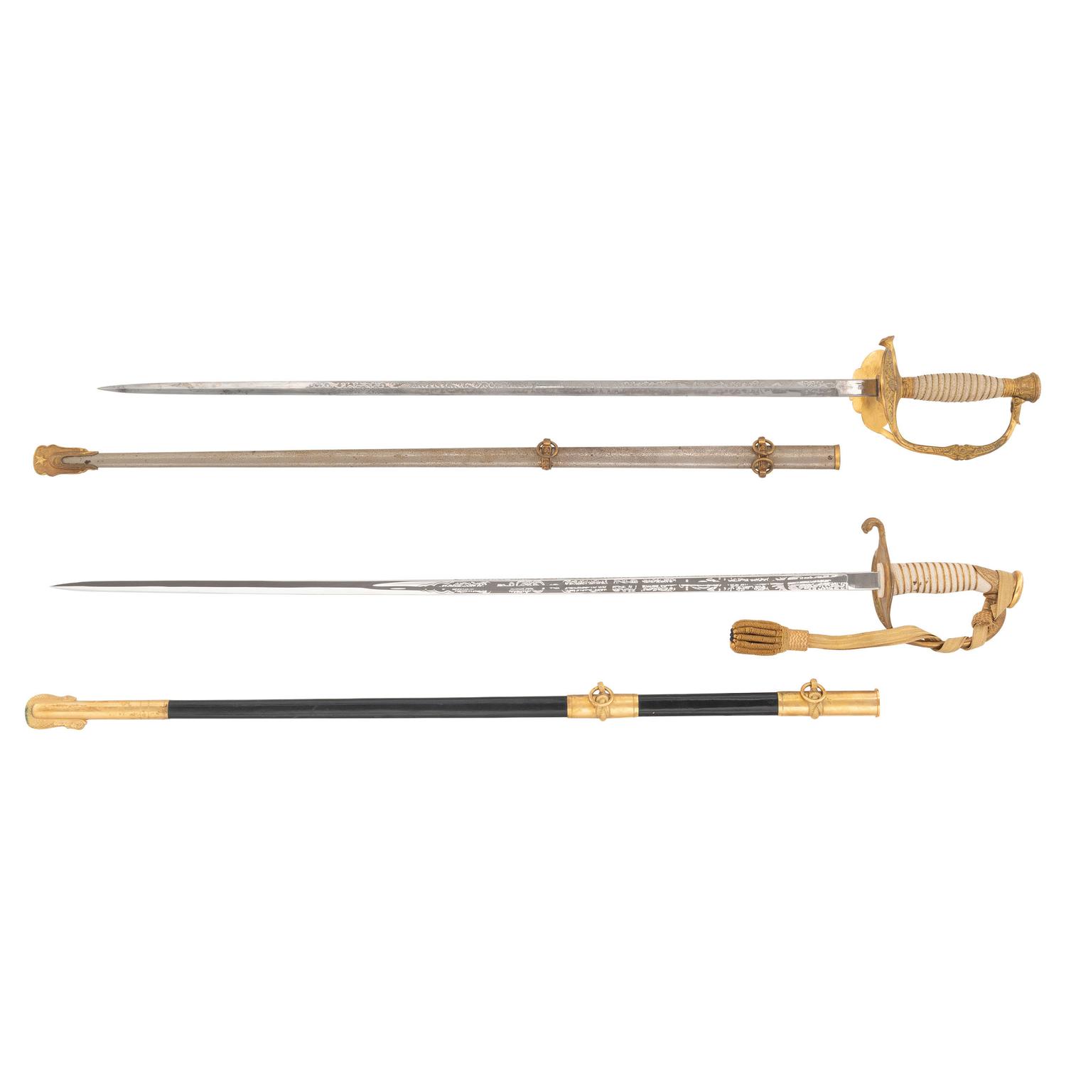 Lot of 2 US Swords Including: Navy Model 1852 and Model 1860 Staff & Field
