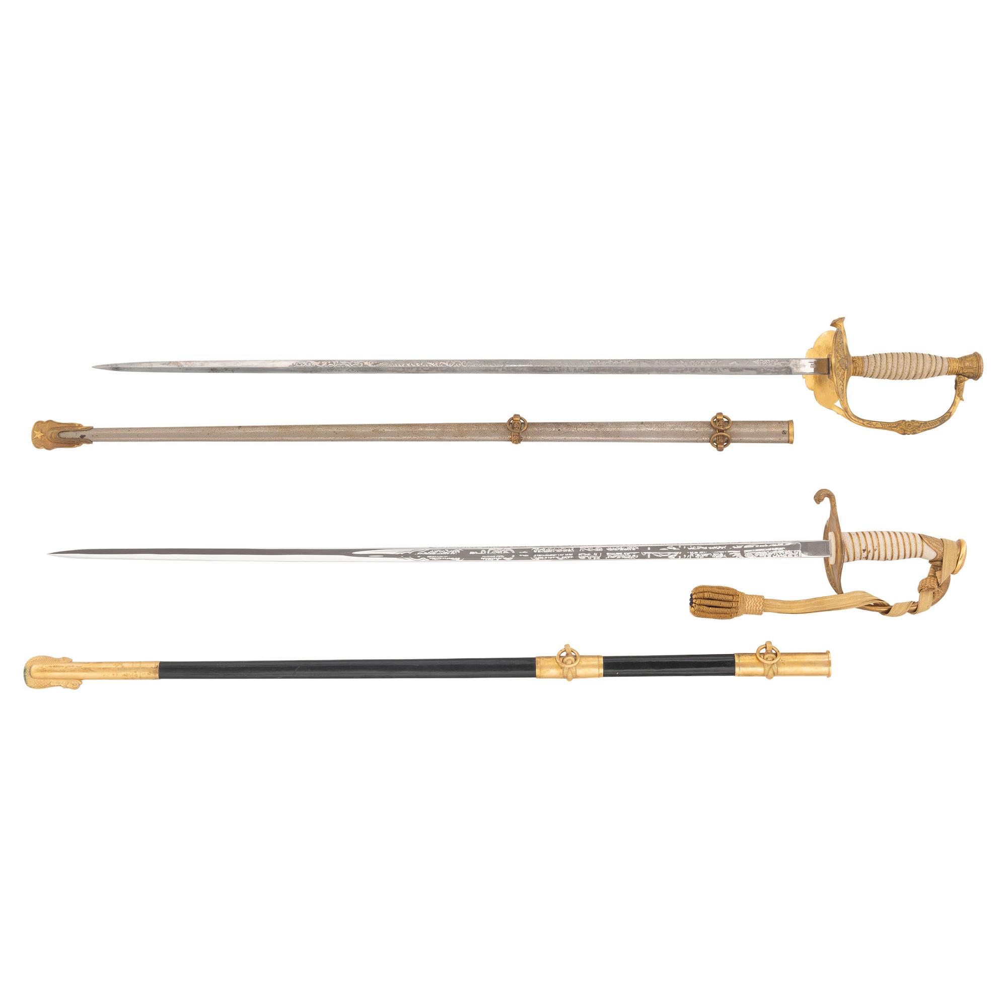 Lot of 2 US Swords Including: Navy Model 1852 and Model 1860 Staff & Field