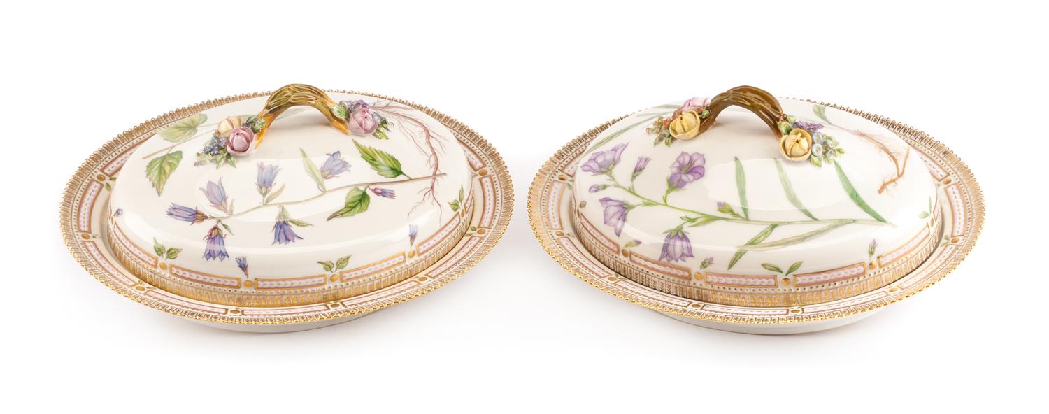 A Pair of Royal Copenhagen Flora Danica Tureens Width 15 inches. — CIRCA 1985-1991