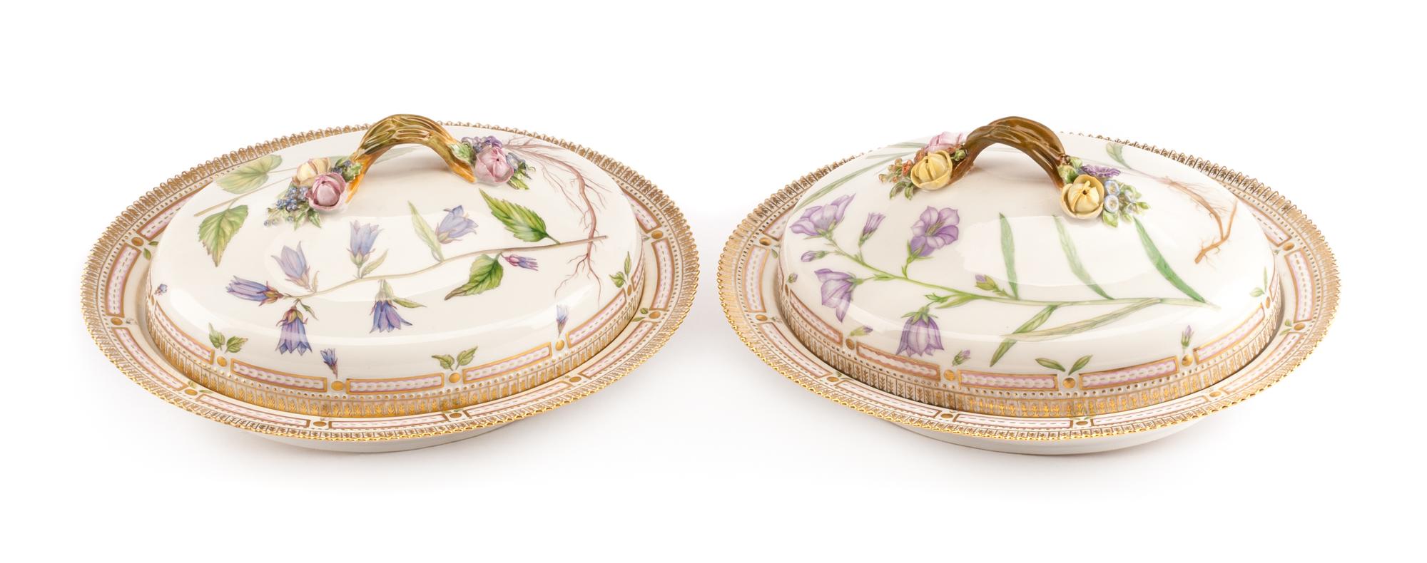 A Pair of Royal Copenhagen Flora Danica Tureens Width 15 inches. — CIRCA 1985-1991