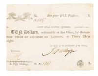 [WAR OF 1812]. Canadian Army Bill, 10 Dollar note issued January 1815.