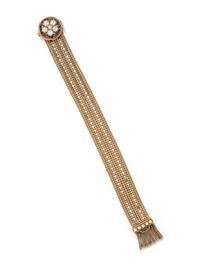 YELLOW GOLD, CULTURED PEARL AND SAPPHIRE BRACELET