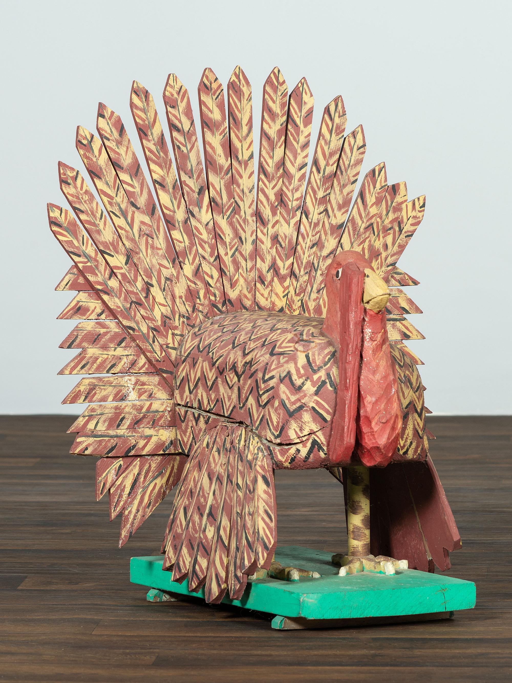 A Carved and Painted Folk Art Turkey
