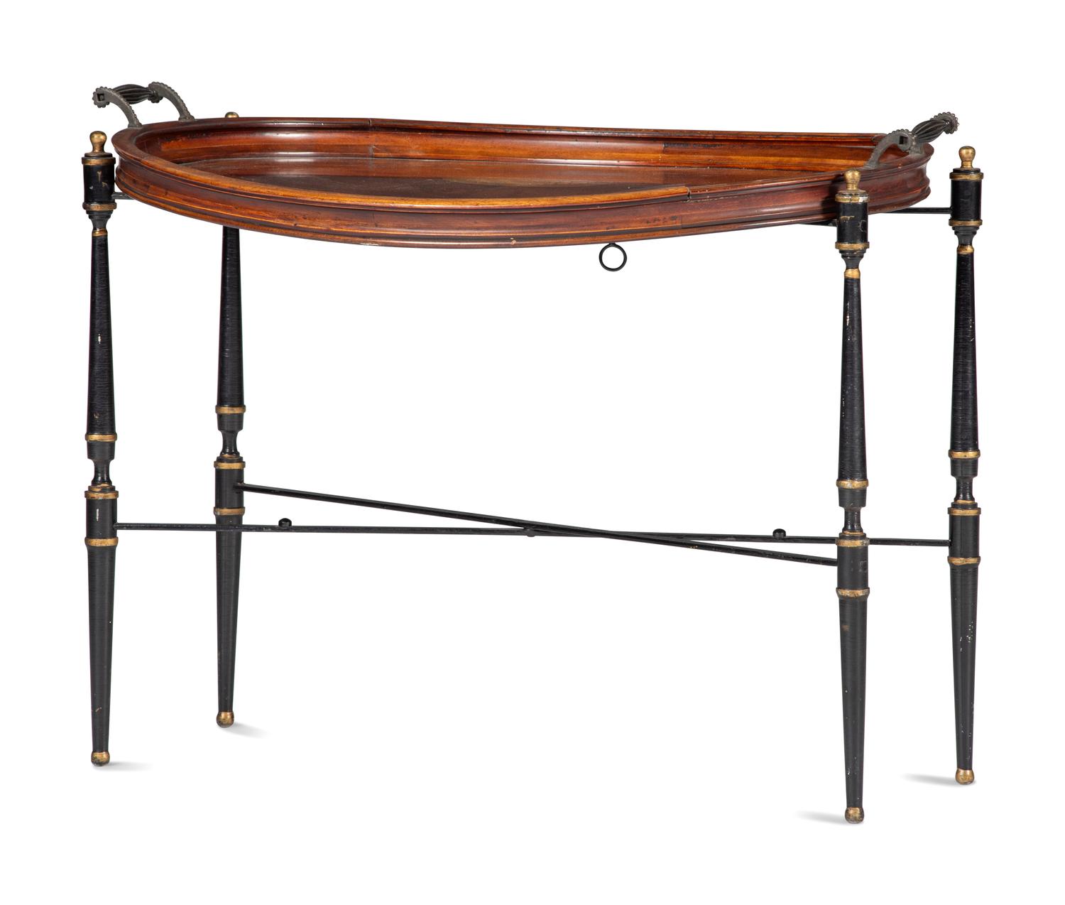 A Regency Shell Inlaid and Brass Mounted Mahogany Tray