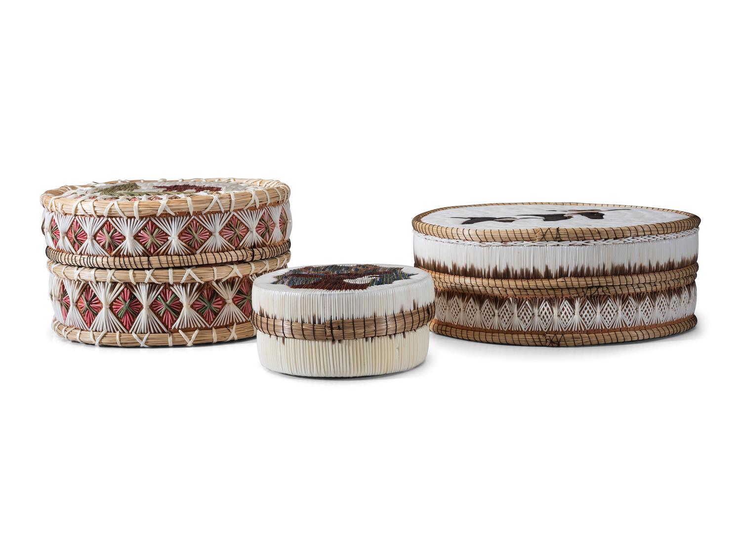 Ojibwe Quilled Birchbark Boxes