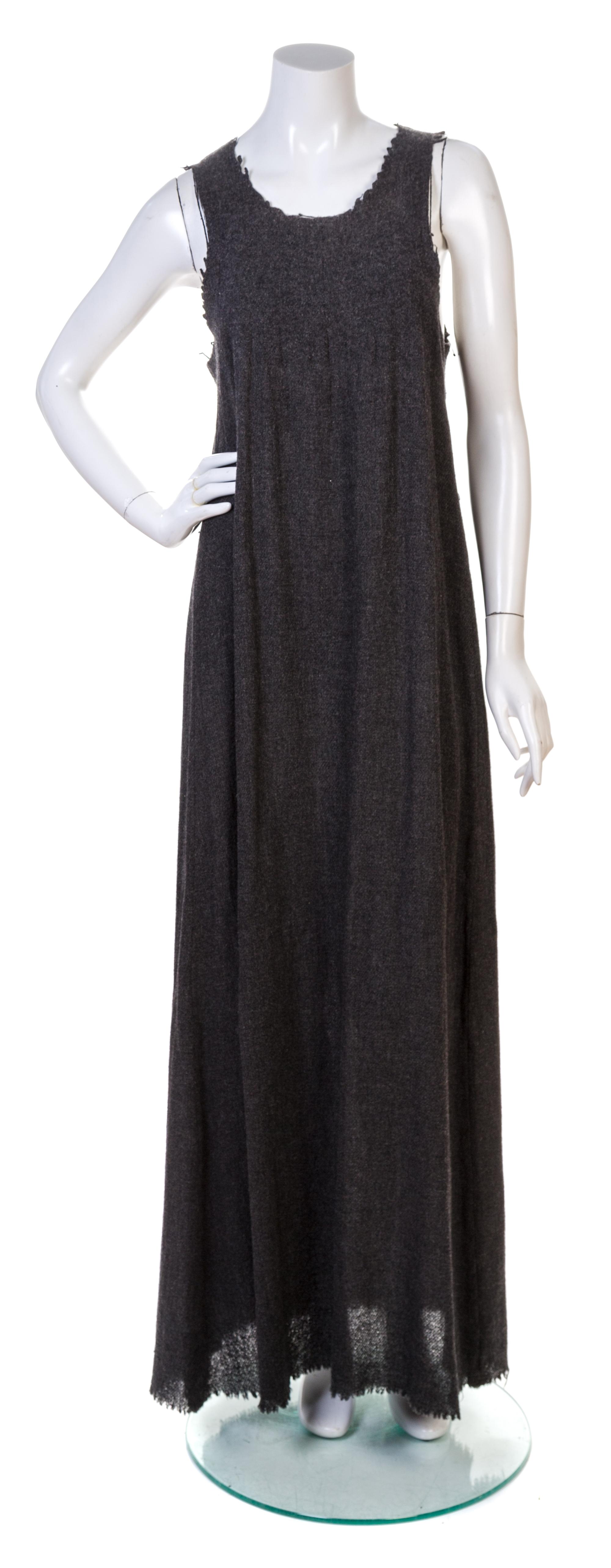 A Comme des Garcons Gray Wool Full Length Dress, Size small.