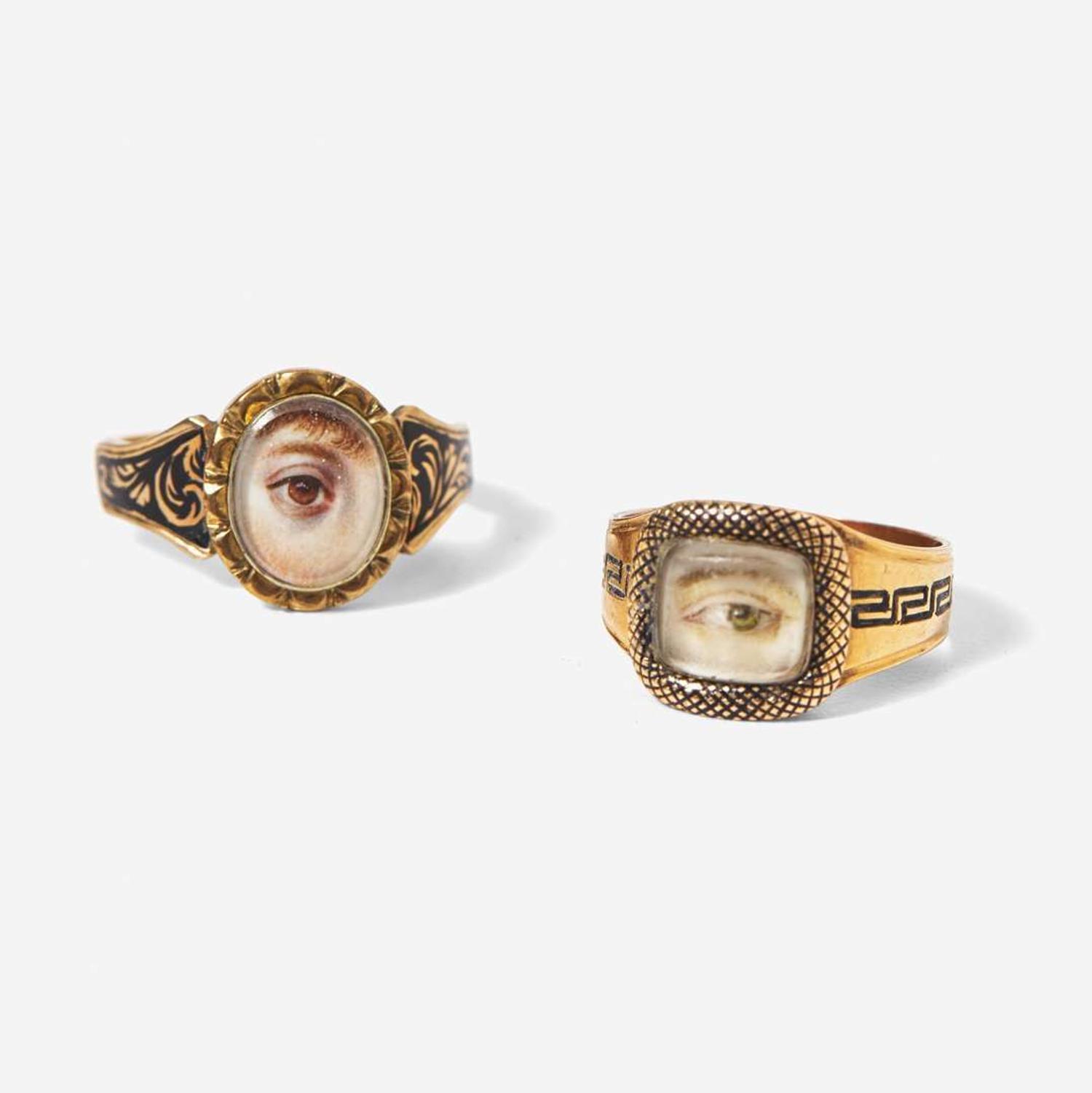 Two Georgian "Lover's Eye" mourning rings early 19th century