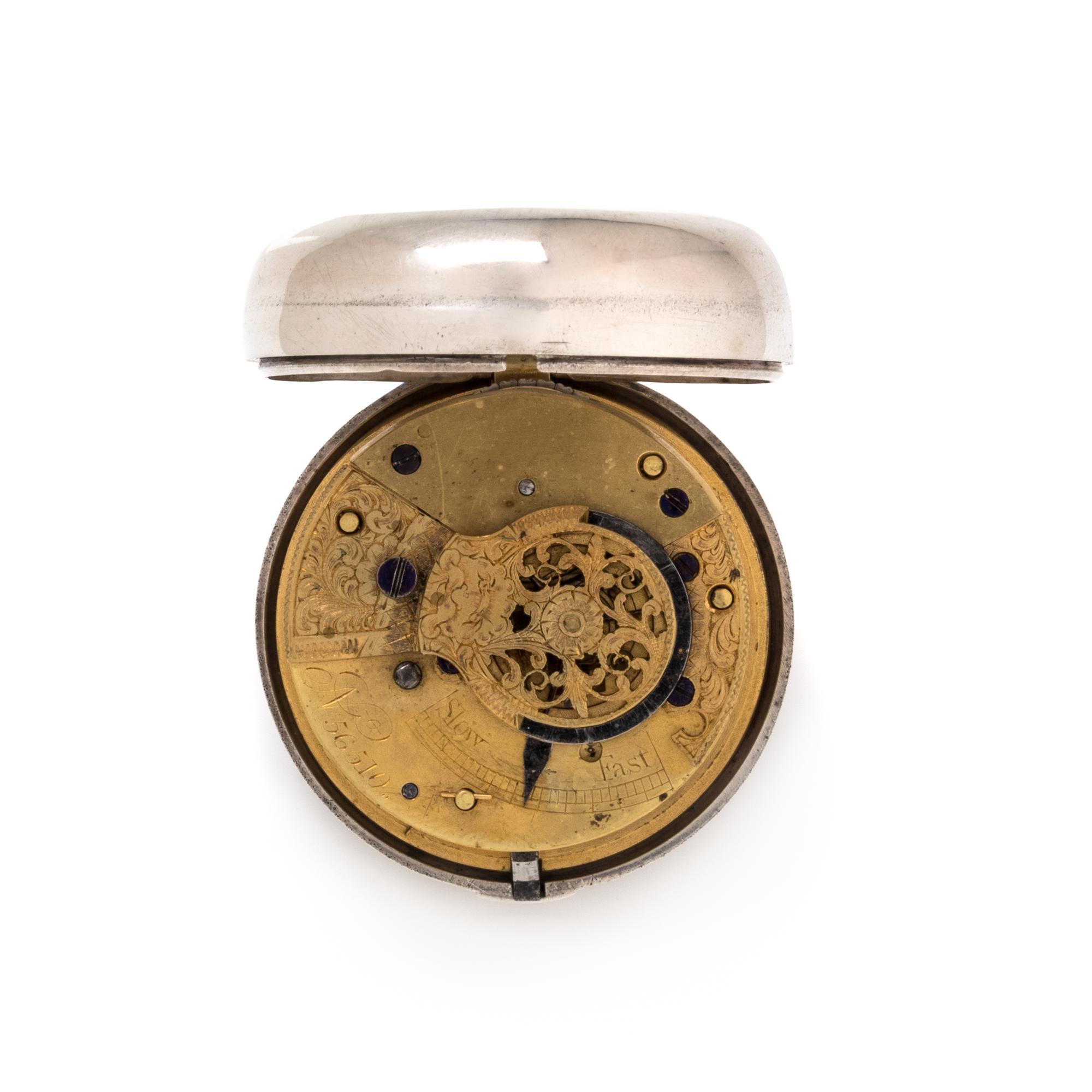 STERLING SILVER OPEN FACE POCKET WATCH