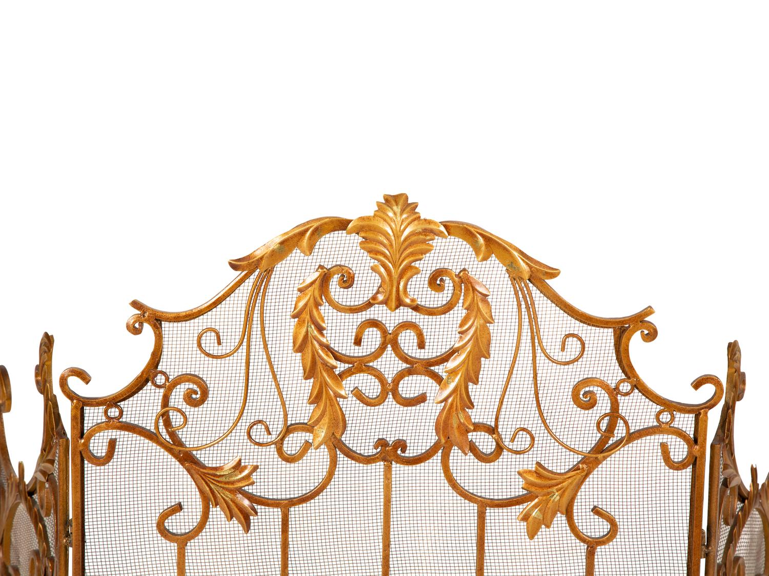 A Copper-Patinated Hammered Metal Fire Screen