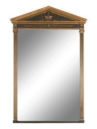 A Pair of Neoclassical Style Parcel Gilt and Ebonized Mirrors