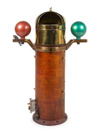 A Lionel Corporation Brass and Mahogany Cased Ship's Binnicle