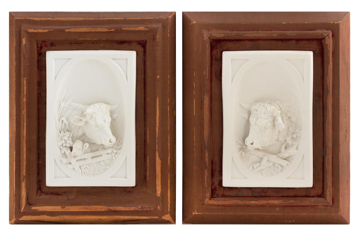 A Pair of Parian Ware Plaques Height 9 x width 6 inches. — AFTER JAMES PRIESTMAN (1882-1914)