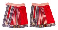 A Red Ground Embroidered Damask Skirt Length 36 1/2 inches. — 18TH/19TH CENTURY