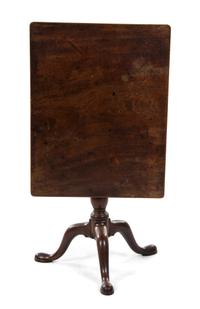 A Queen Anne Walnut Tilt-Top Tea Table, Height 27 x width 29 1/2 x depth 23 inches.